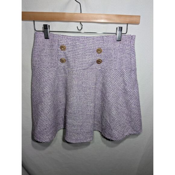 Haute Monde Womens Twirl Tweed Mini Skirt Sz M Purple Pastel Academia Feminine - Picture 1 of 6